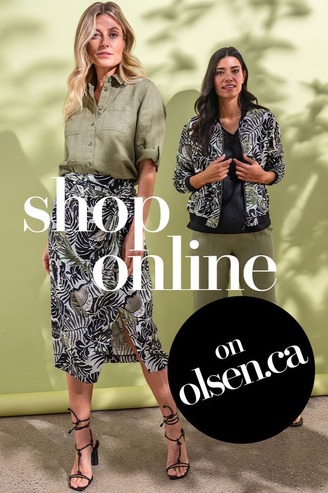 Long Sleeve Retro Print Tunic Shirt - Olsen Fashion Canada